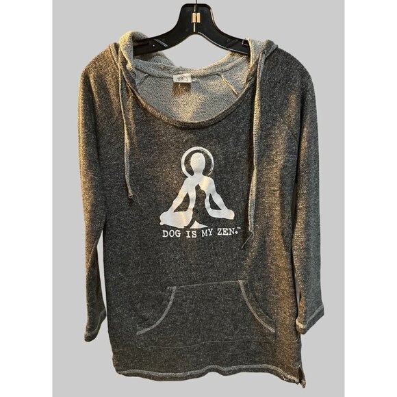 Dog is Good Tops - Dog is my Zen Gray Hoodie Shirt Women's Pocket Dog is Good Yoga Med T35
